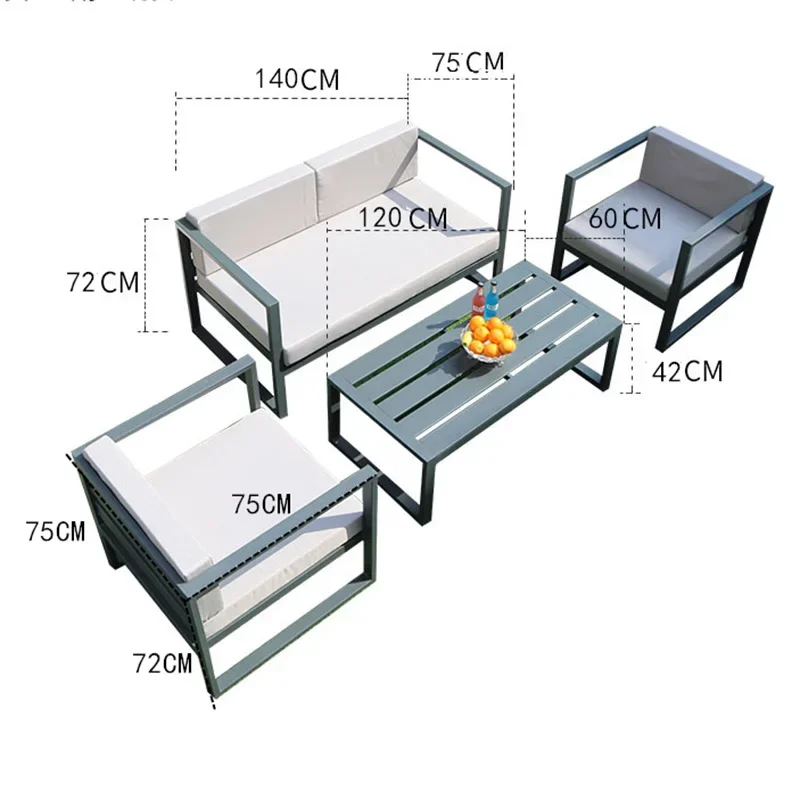 włoski w stylu włoskim wodoodporna i przeciwsłoneczna sofa ogrodowa dziedziniec willa projektant sofy ogrodowej prostota meble ogrodowe Divano HBOS