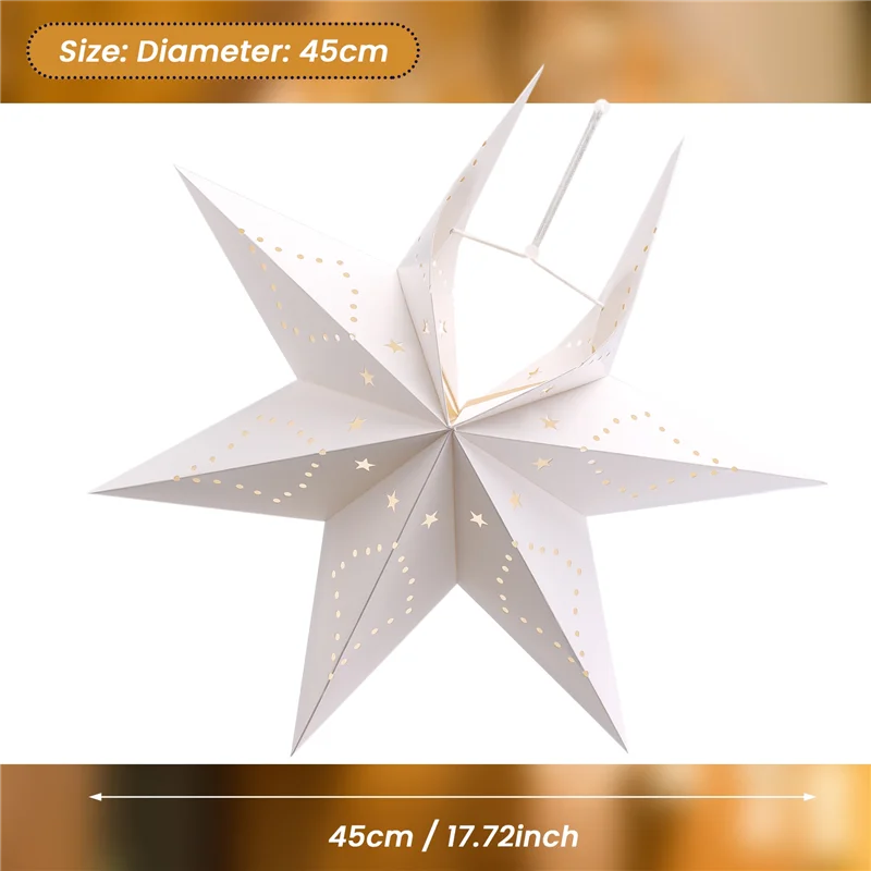 LICE-Hängende 7-zackige Sternenlaterne aus Papier, weihnachtliche hängende Sterndekorationen für Weihnachten, Hochzeit, Geburtstag, Dekoration