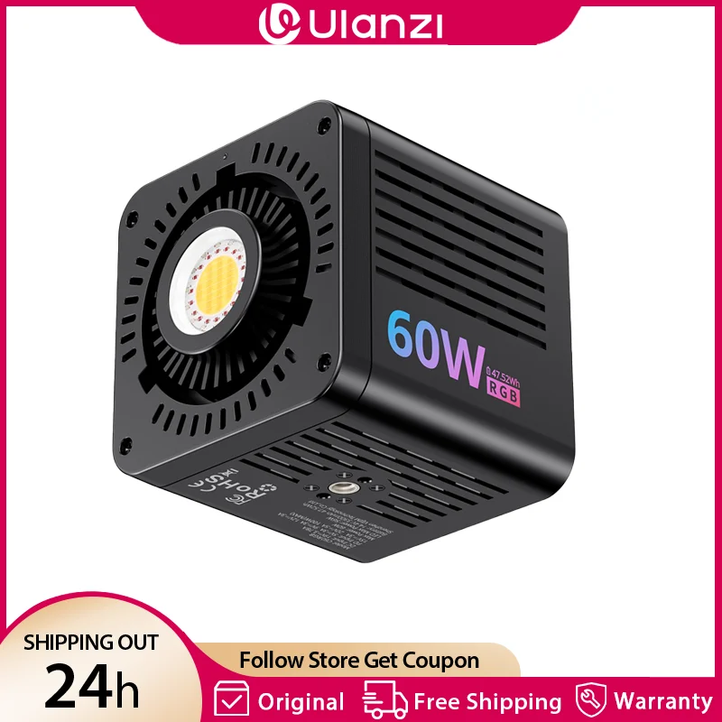 

Ulanzi C60 RGB Portable 60W COB Led Light Video Light 2500-6500K 3300mAh Mini Bowens Mount Photographic Lighting for Live-Stream