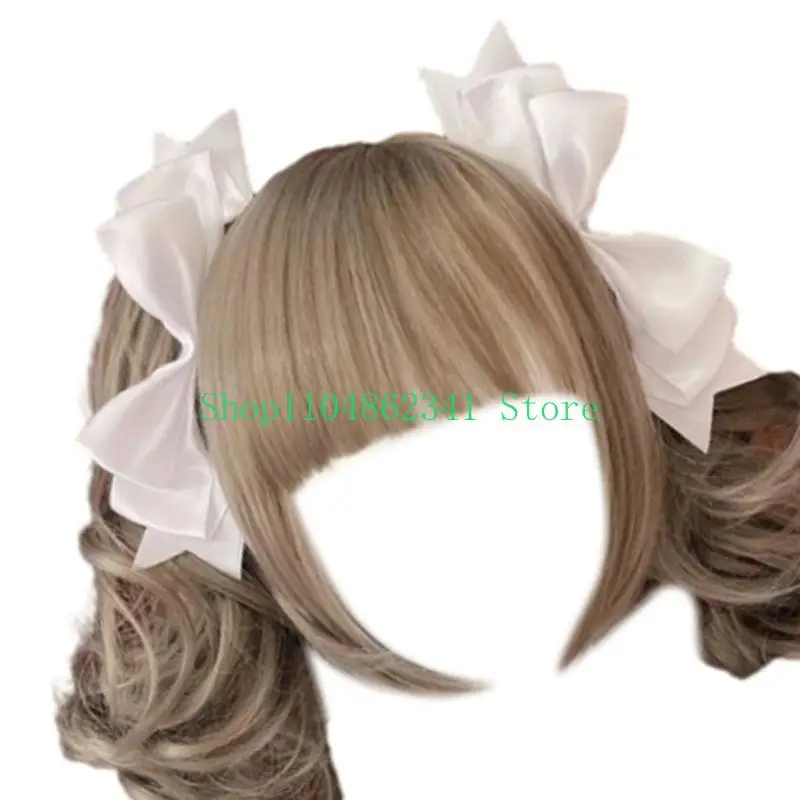 

652F 1 Pair Eye Catching Bowknot Hair Clip 3D with Bowknot Ribbon Hairpin Hair Accessories for Easy Hairstyle Cosplay