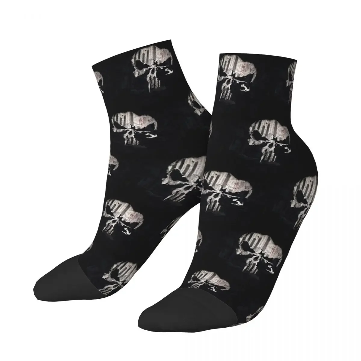 Heavy Metal Skeleton Skull Punishers Socks Harajuku Stockings All Season Socks Accessories for Man's Woman's Christmas Gifts