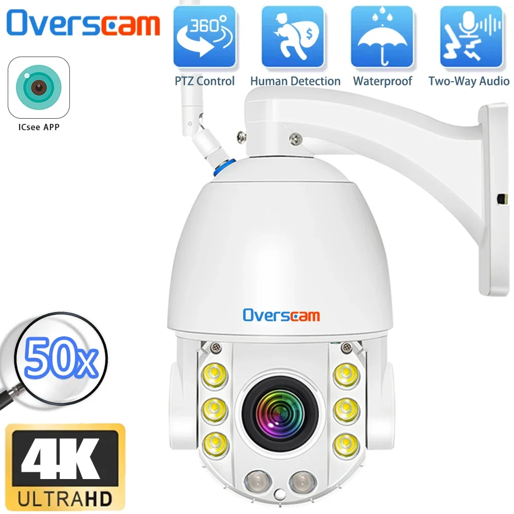 

8MP 4K PTZ Security Wireless WiFi RTSP IP Camera Outdoor With 50X Optical Zoom High-Speed 360° Pan & 90° Tilt WiFi Audio Camera