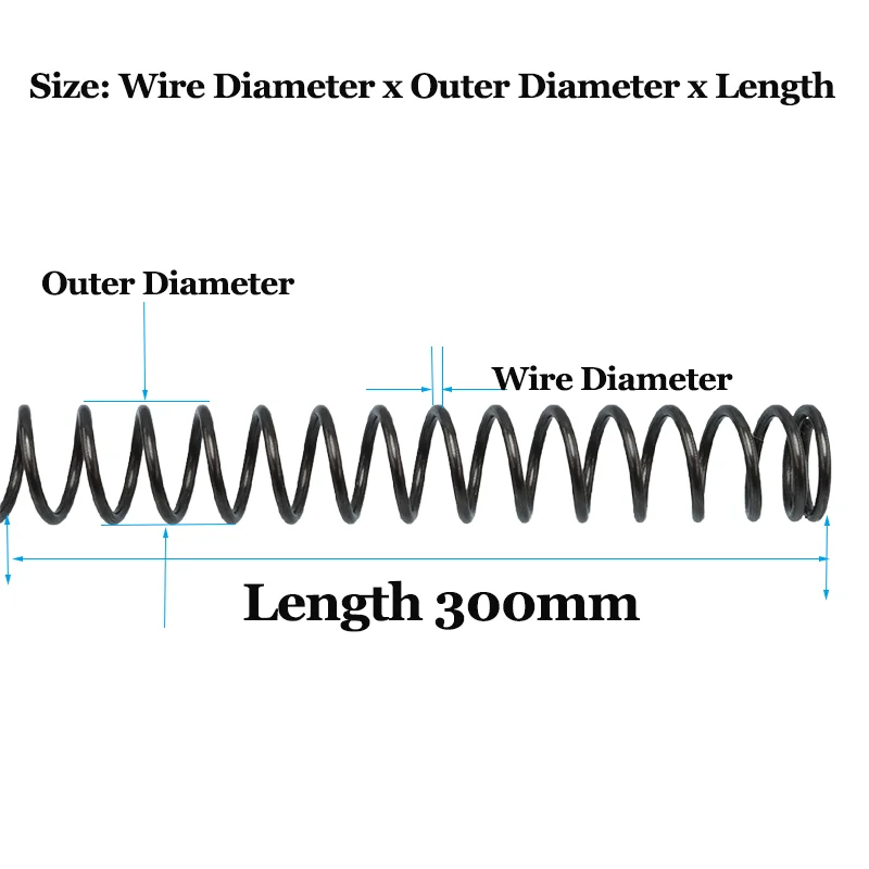 2 個 Y 型圧縮スプリング鋼 0.3 0.4 0.5 0.6 0.7 0.8 1 ミリメートル長さ 300 ミリメートルリターンエアソフト金属機械コイルロングスプリング