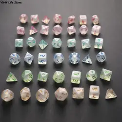 1Set Iridescent Glitter Polyhedral Dice Set for Tabletop Games DND D4 D6 D8 D10 D% D12 D20 For Board Game