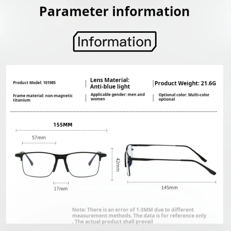 YIMARUILI Big Size 155mm Men's Eyeglasses Frame Ultralight Alloy Business Glasses Optical Prescription Big Face Eyewear 101985