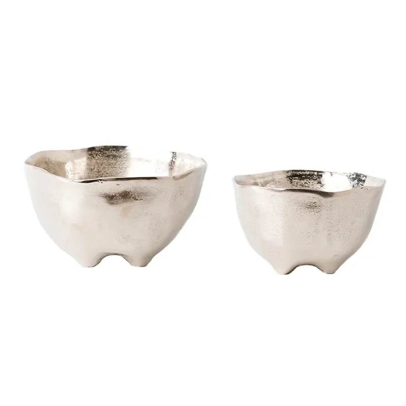 Simple aluminum color storage bowl fruit tray decoration ornament model room table table flower vase flower pot