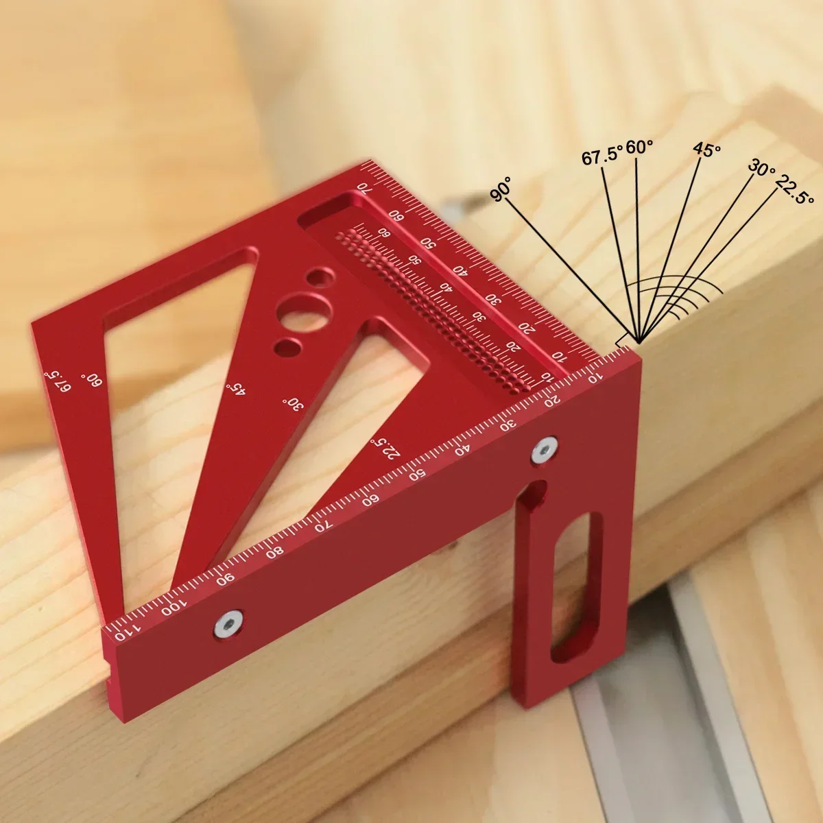 

3D многоугольный квадратный транспортир для деревообработки, угловая треугольная линейка из алюминиевого сплава, Т-образная чертилка - 22,5/30/45/60/67,5/90 градусов
