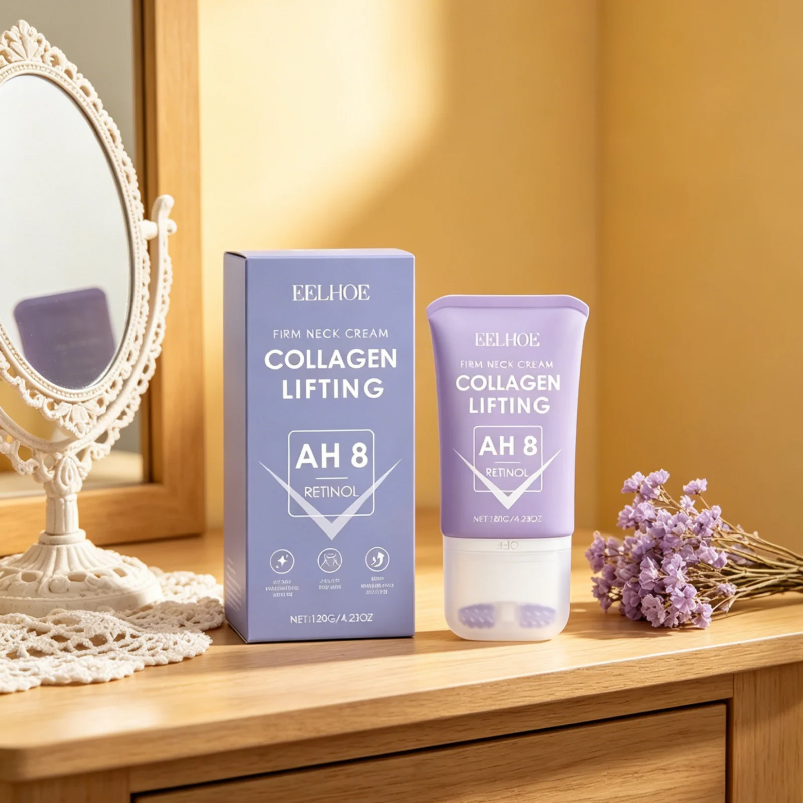 EELHOE Firm Neck Cream Anti Wrinkle Improve Sagging Reduce Fine Lines Deep Moisturizing Relieve Dryness Roller Neck Cream 120g