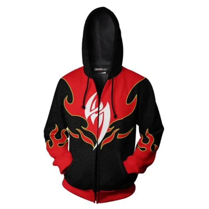 Fighting Games Tekken Kazama Jin Cosplay Costume Zip Hoodie Men's and Women's Casual Sports Sweater