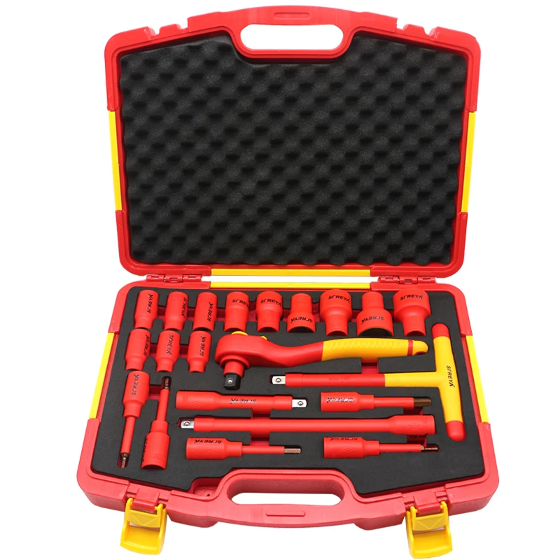 

Insulation sleeve ratchet wrench set electrician opening wrench tool insulation sleeve 21 pieces
