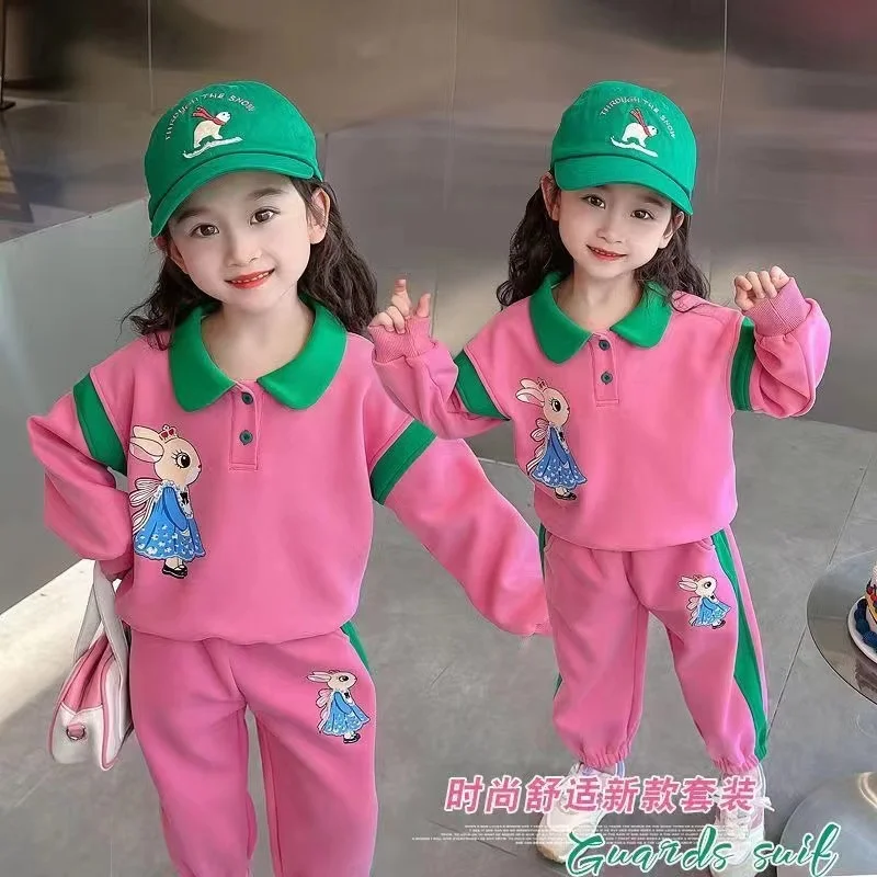 Herbst und Winter Mädchen Polo Langarmhemd Set Baby Duft zweiteilig Set Western Kinder Sport zweiteilig Set 2024 neu