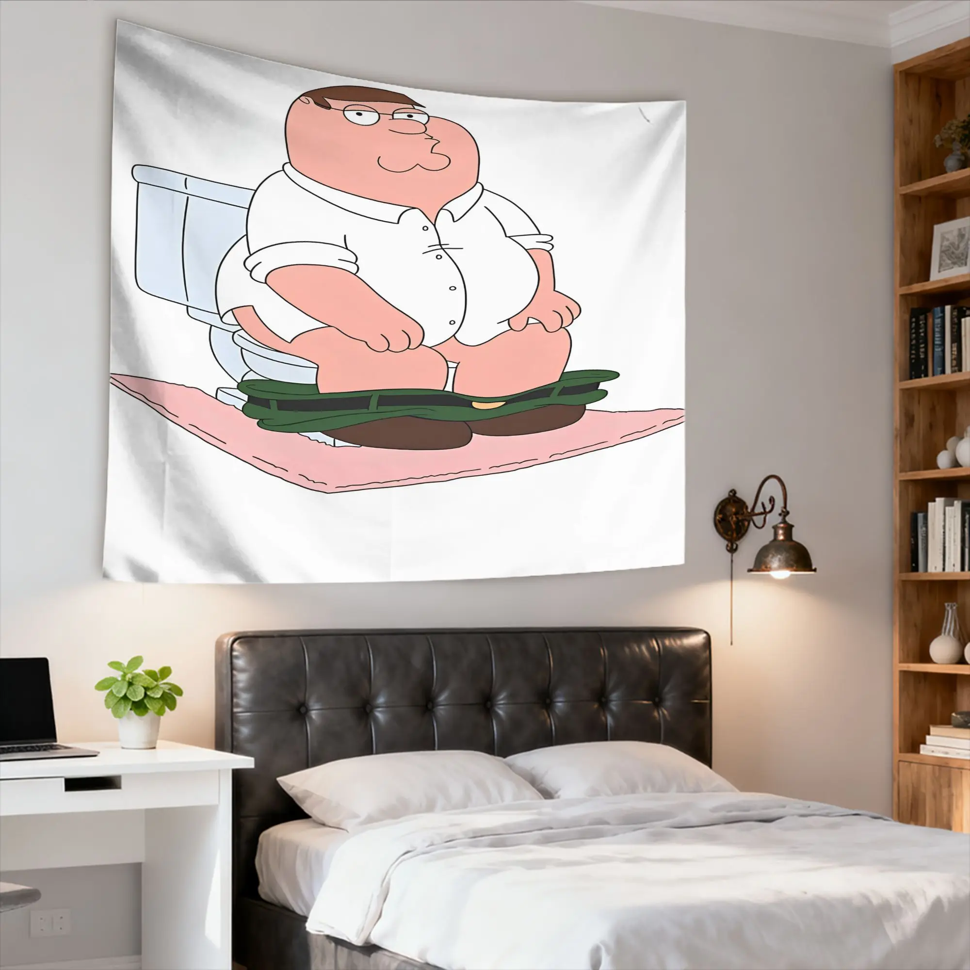 VIKAMA Funny Family Guy Peter Griffin Tapestry Cartoon Toilet Scene Wall Hanging for Bedroom Meme Decor Wall Hanging Tapestry
