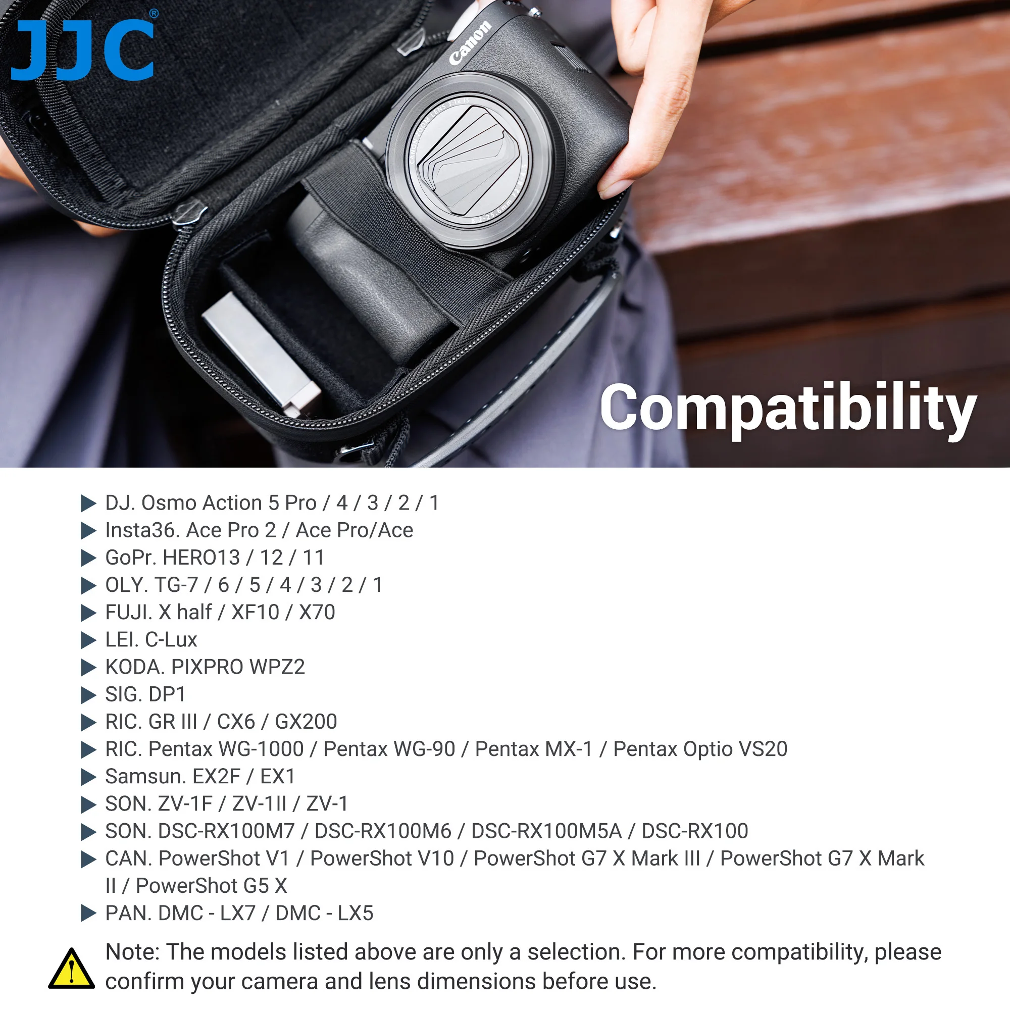 JJC 하드 여행 카메라 케이스 (캐논 파워샷 V1 V10 G7 X Mark III II G5 X 후지 X 하프 소니 V-1F ZV-1 II 올림푸스 TG-7 TG-6 TG5 용)