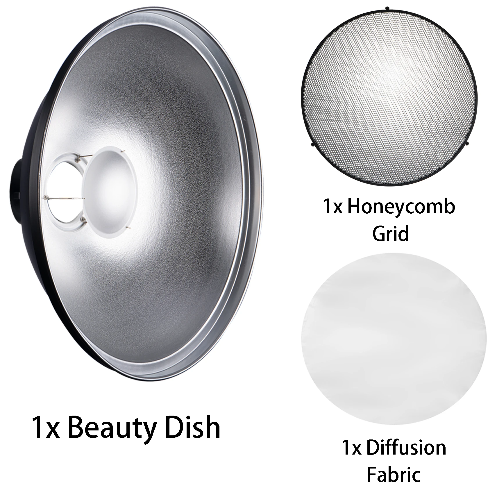 Selens 55cm Beauty Dish Reflector +Honeycomb Grid + Diffuser for Bowens Mount Photography Studio Shooting Strobe Steady Light