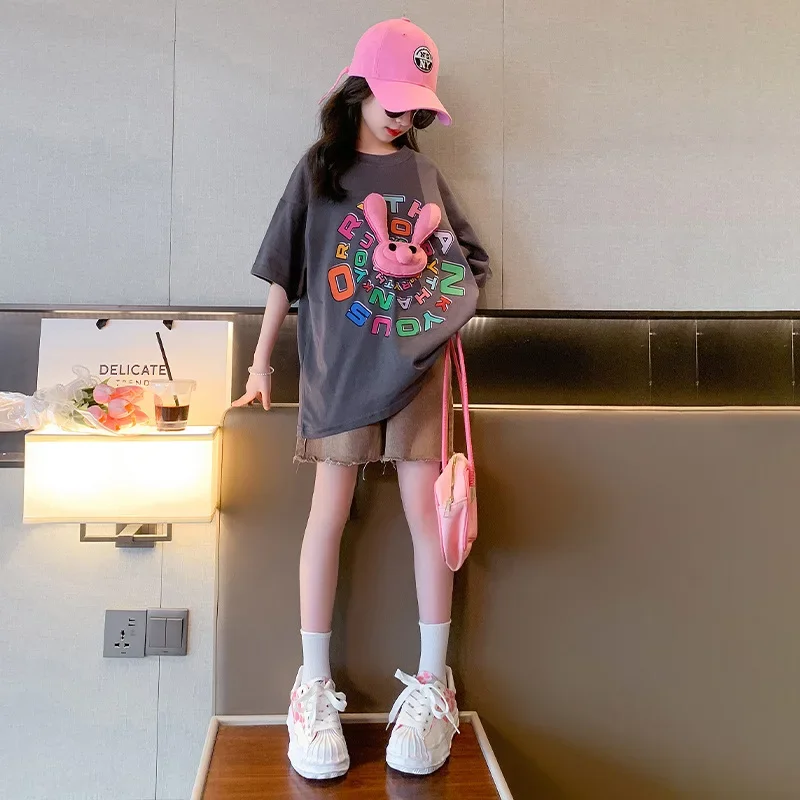 

2025 New Summer Children's Dopamine 3D Cartoon Short Sleeve