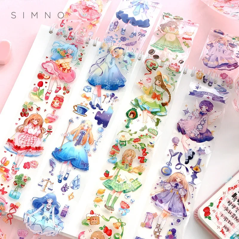 1 Roll 2m Princess PET Masking Tape Fairy Girl Cartoon Handbook Material Decorative Stickers DIY Collage