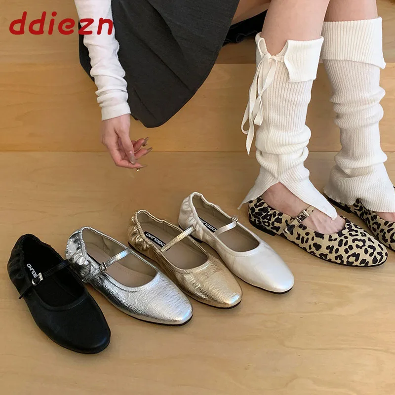 

New Spring Autumn Women Flat With Shoes Buckle Strap Casual Fashion Round Toe Ladies Mary Janes Female Soft Flats Dress Shoes
