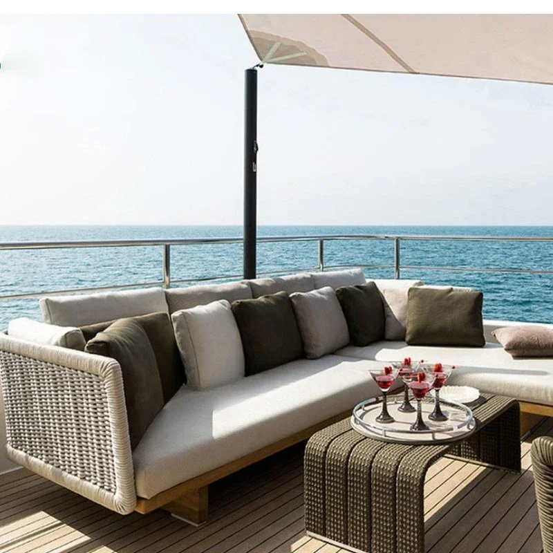 مجموعة أريكة من الخشب الصلب للاستخدام الخارجي من الشمال، كرسي ترفيهي #3