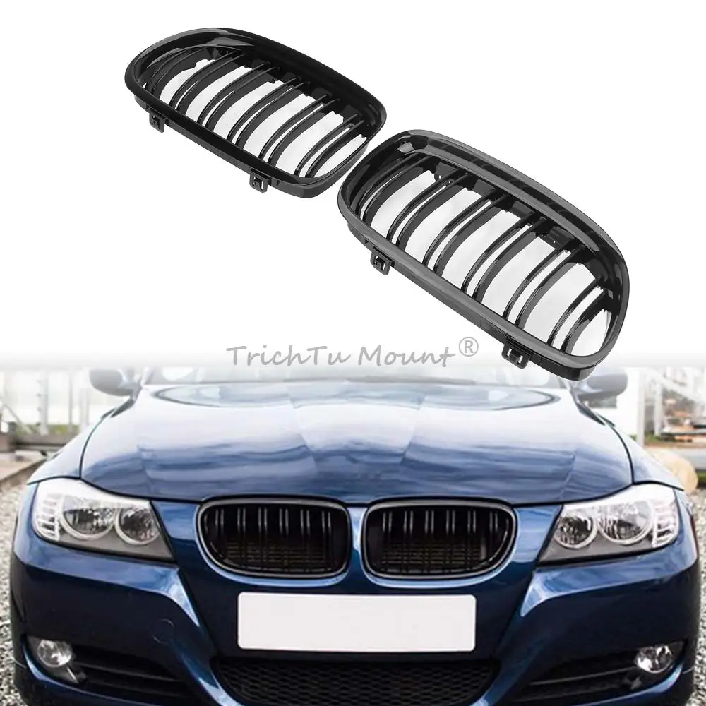 

Car Front Grill Grille Double-Layer Grille Style Black For BMW 2008-2011 E90 E91 Facelift Models