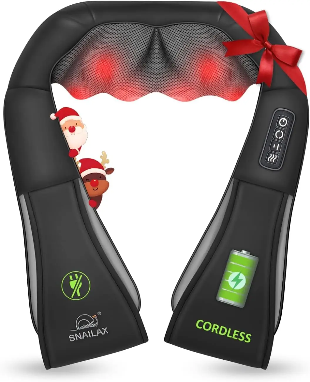 

Cordless Shiatsu Massager with Heat for Neck, Shoulder, Back - Portable Electric Pillow, FSA Eligible Christmas Gift