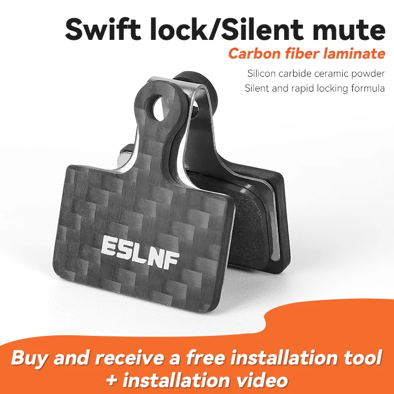 

ESLNF High Performance Carbon Fiber Brake Pads Wear Resistant for Hydraulic Disc Brake Quiet Strong Stopping Power for Cycling