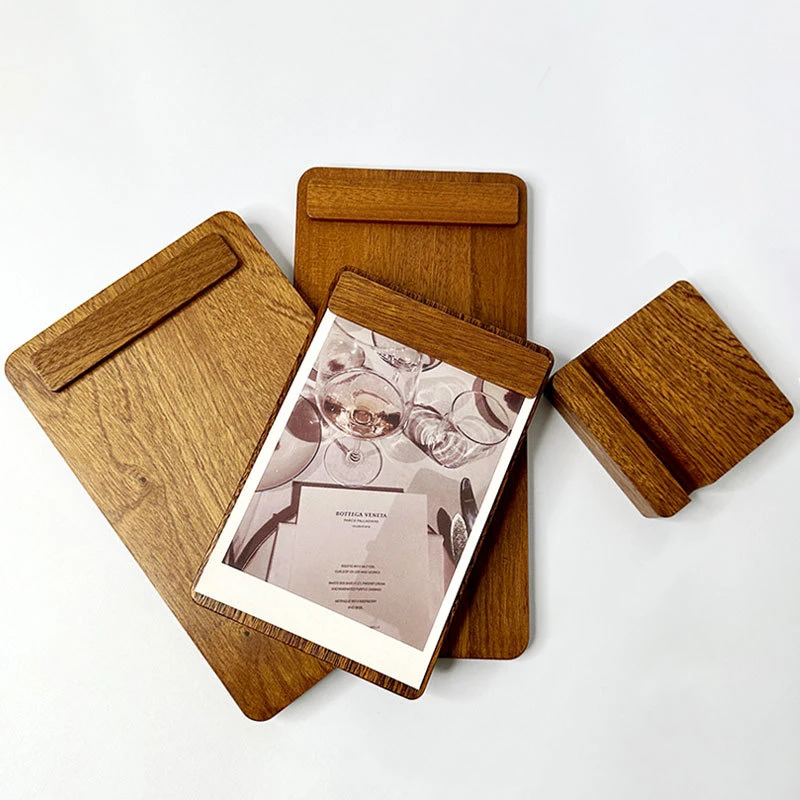 Sapele Solid Wood Clip Folder Vintage A4 Writing Pad with Menu Clip for Café & Restaurant – Premium Wooden Clipboard