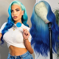 Blue Ombre Body Wave Lace Front Wig 613 Colored 13x4 Hd Transparent Brazilian 360 Lace Frontal Human Hair Wigs For fashion Women