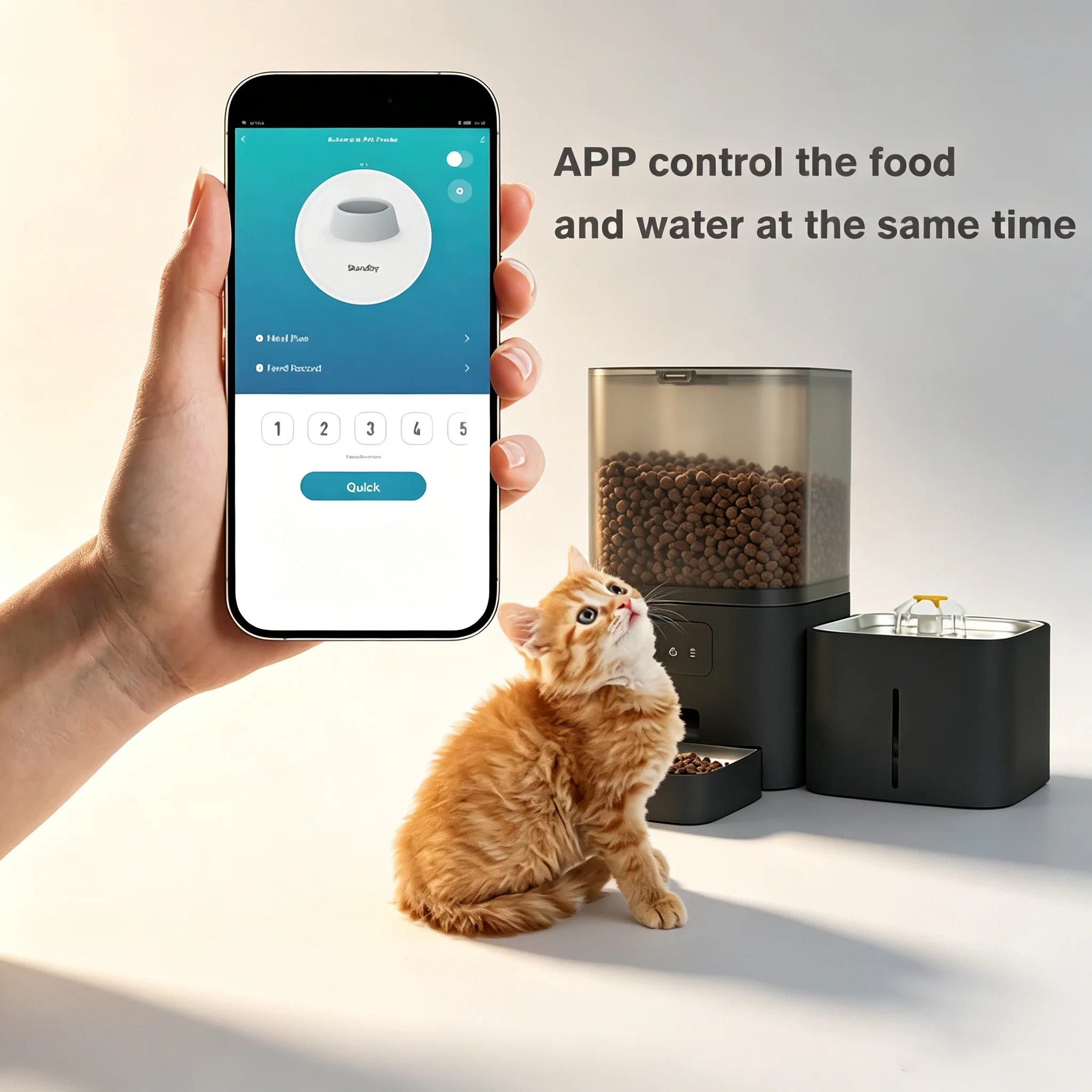Set 2-in-1 Tuya WiFi 6L: distributore automatico di cibo e fontanella d'acqua per animali domestici, con controllo remoto, alimentazione programmata e funzione di avviso per batteria scarica e