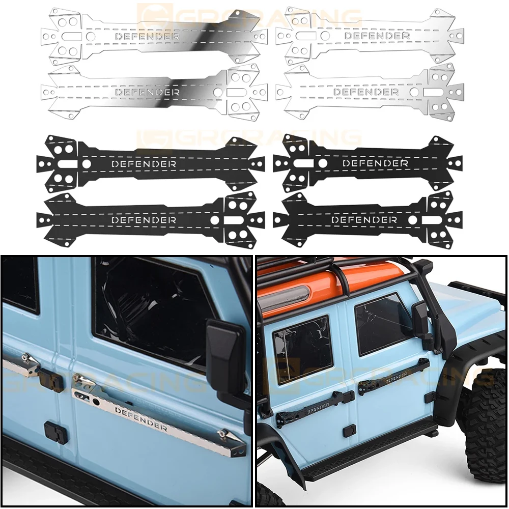 Grc 1/8 Stainless Steel Door Handle Sheets Armor Protection Metal Decoration For H8h Defender Upgrade Option Parts #g190qs/qb