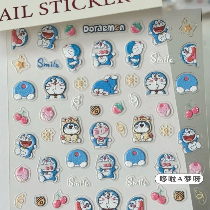 Doraemon Nail Stickers Cute Cartoon Relief Three-dimensional Phone Case Diy Sticker Fashion Water Cup Pen Holder Nail Stickers view 2