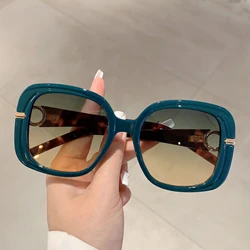KAMMPT Vintage Square Sun Glasses 2024 Women Trendy Stylish Oversized Outdoor Shades Ins Luxury Brand Design Gradient Sunglasses