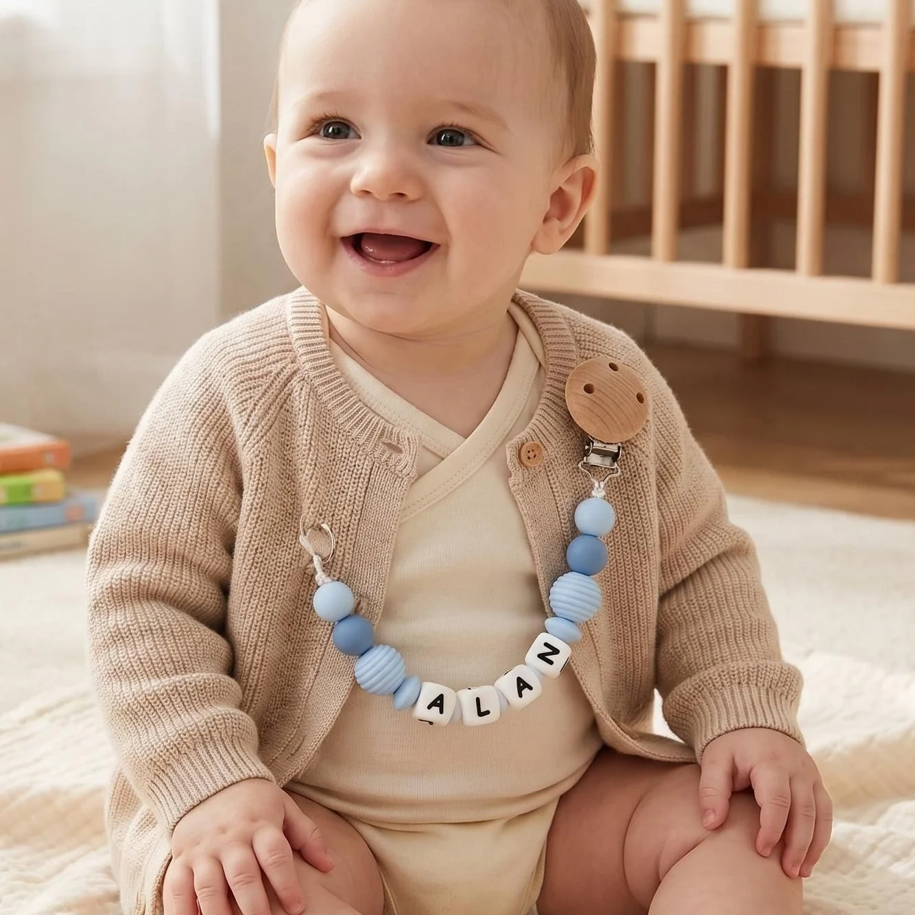 Personalized Baby Pacifier Clip Chain Custom Name Silicone Beads Dummy Clips BPA Free Teether Anti-Lost Soother Holder