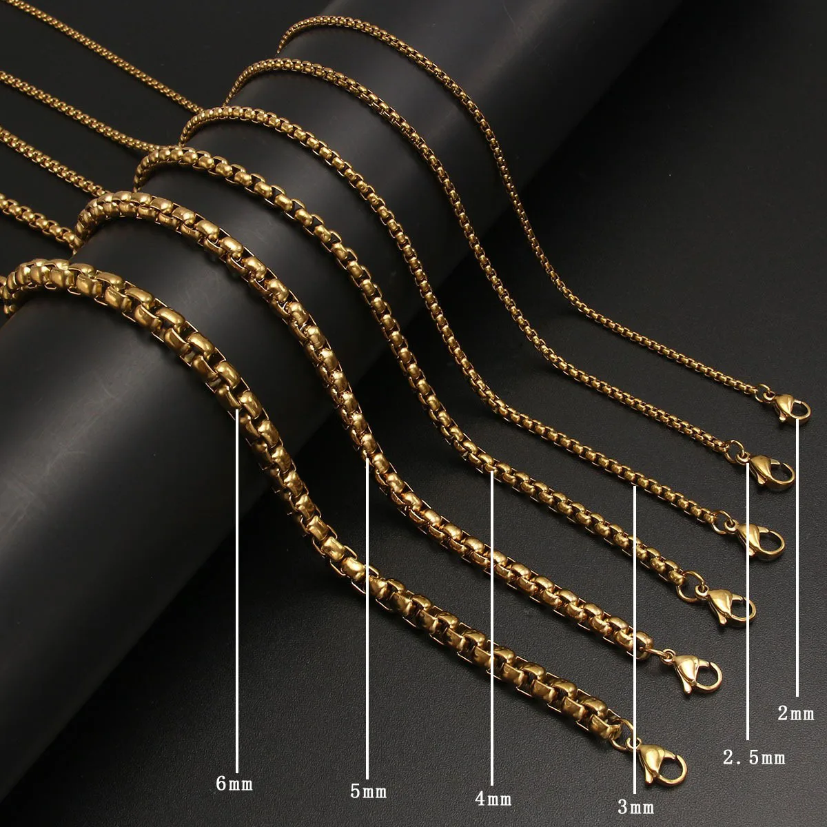 HNSP Stainless Steel Round Box Link Chain Necklace For Men Barrel Chain Toscano Minimalist Style Jewelry Accessories