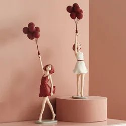 Luxury Creative Balloon Girl Decoration for Home Figure Sculpture Statue Living Room Bedroom Desk Ornaments Craft Christmas Gift