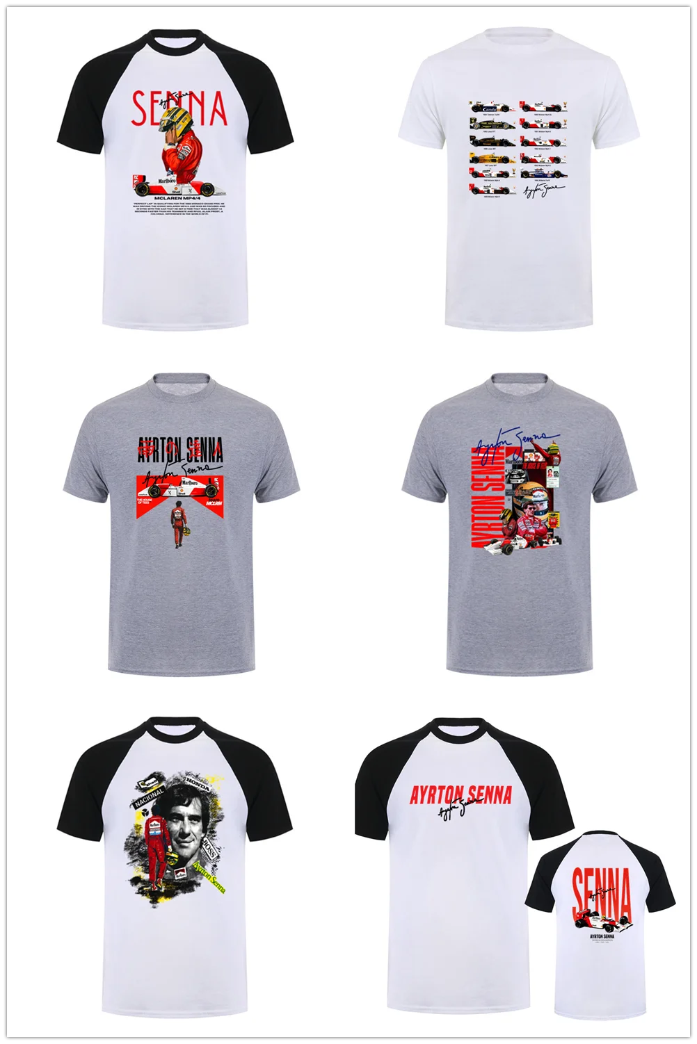 Sennacars Ayrton Senna T-Shirt, Unisex, cooles T-Shirt, übergroßes weißes Baumwoll-T-Shirt, lässiges Oberteil, T-Shirt HJ-025 – Detail 3