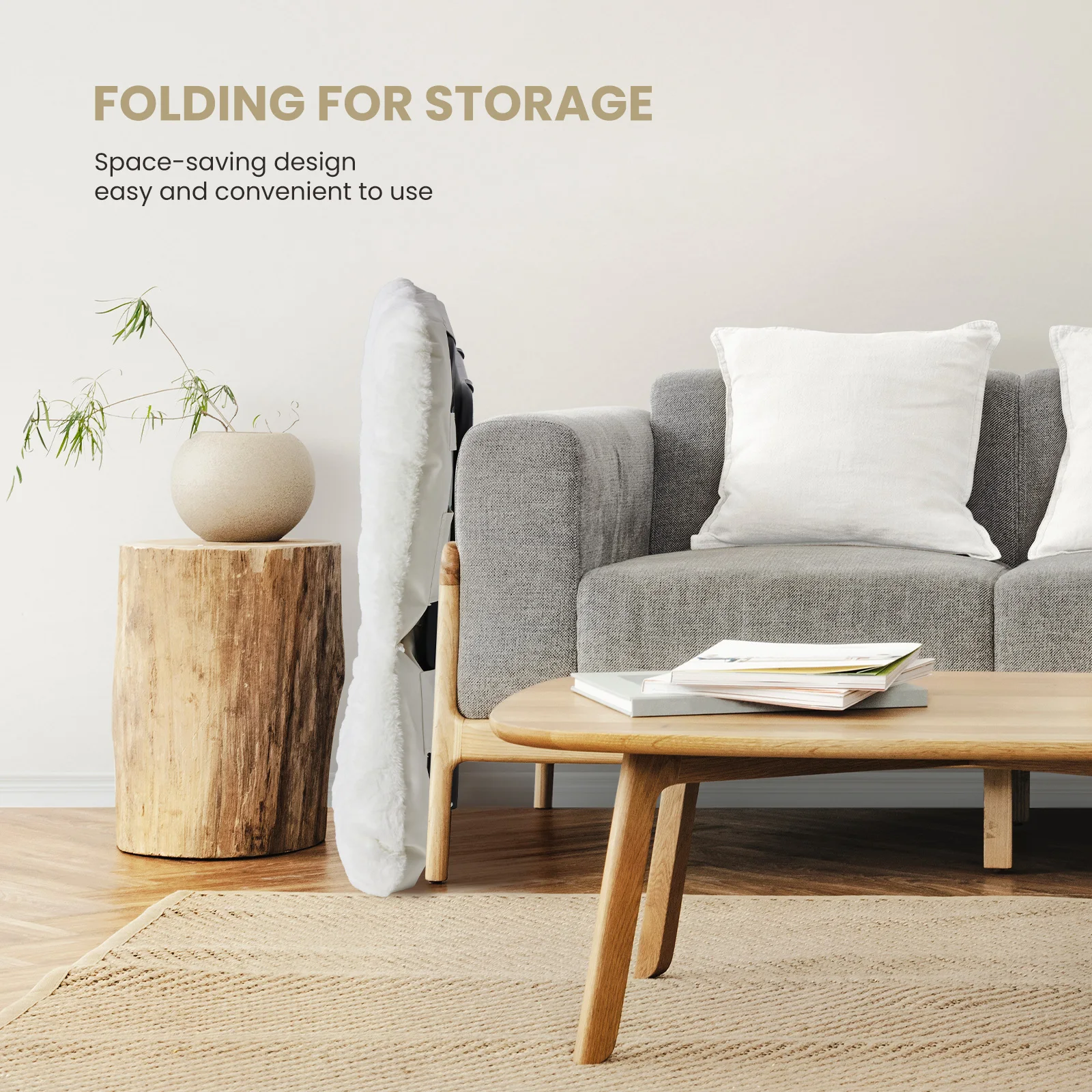 JHK 28IN كراسي الصحن المريحة لينة فو الفراء حجم كبير للطي صالة غرفة المعيشة مقعد مبطن إطار معدني كرسي القراءة الأثاث