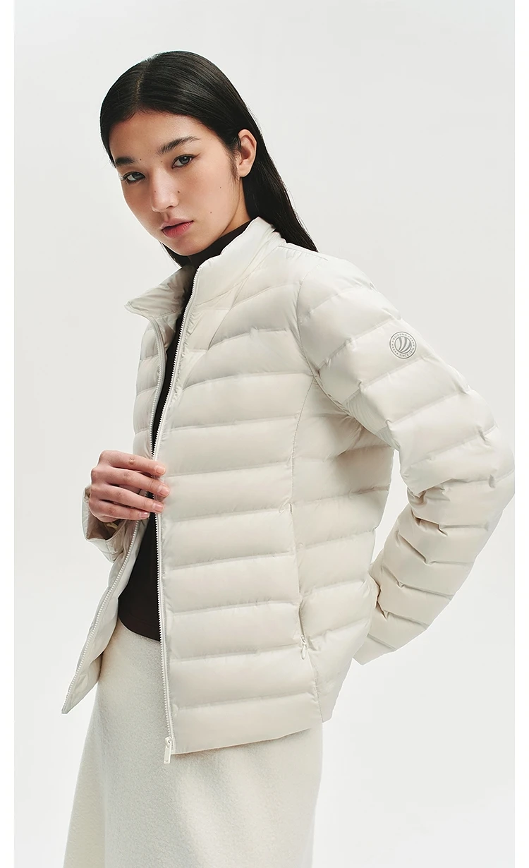 BOSIDENG Women Stand Collar Quilted Goose Down Jacket Cloud Light Slim Minimalist Warm Portable Outerwear