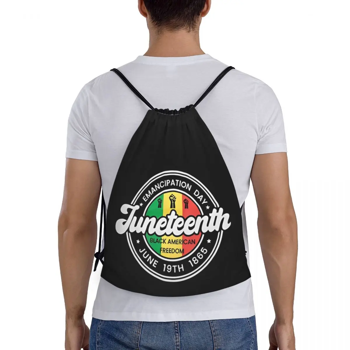حقيبة ظهر برباط للتاريخ الأسود من Juneteenth حقيبة رياضية للصالة الرياضية الأمريكية الأفريقية 1865 حقيبة سلسلة يومية للتنزه سيرًا على الأقدام