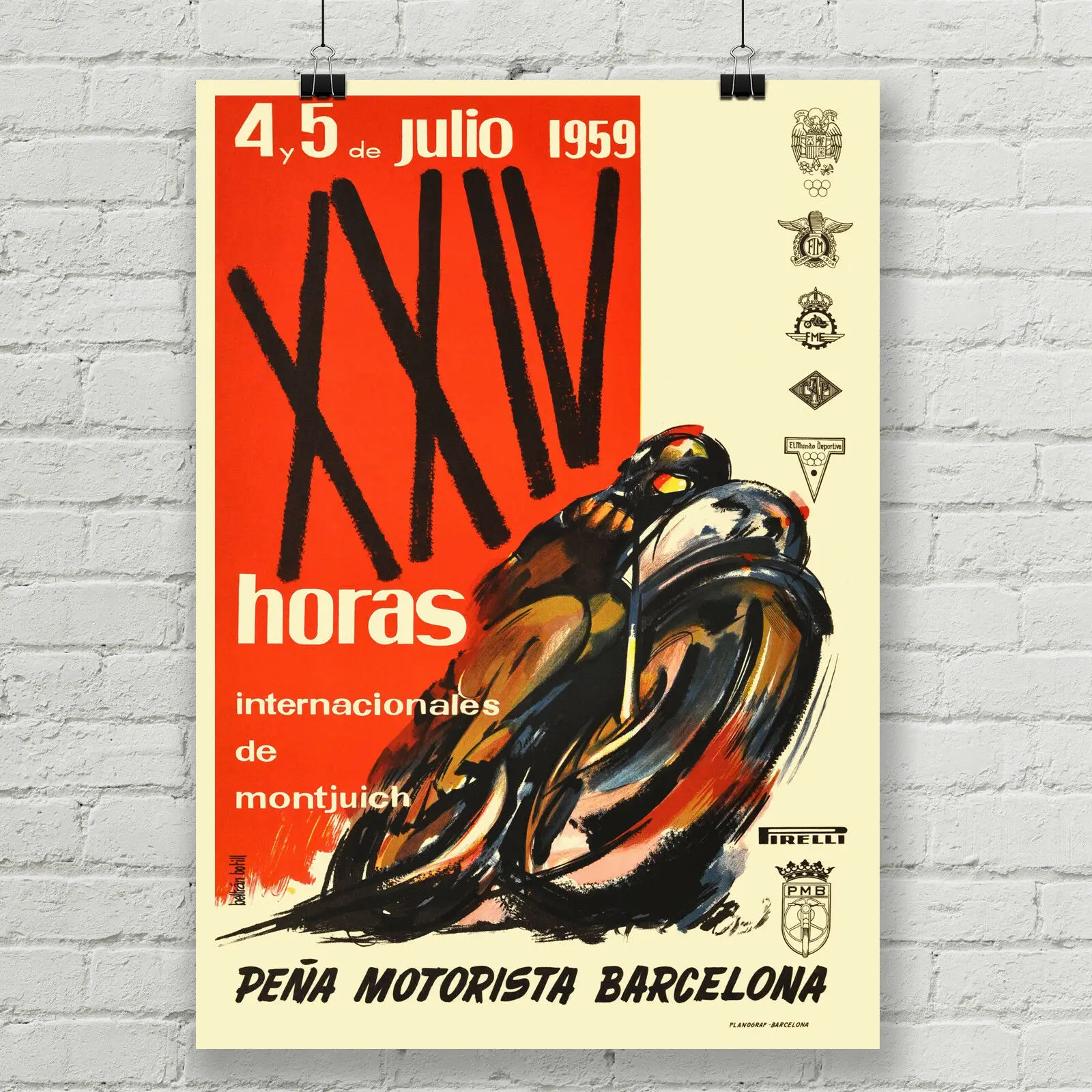 Vintage Motorcycle Race Poster Barcelona Art Print Poster grandes para pared oil paintings canvas For Home Decor Wall Art