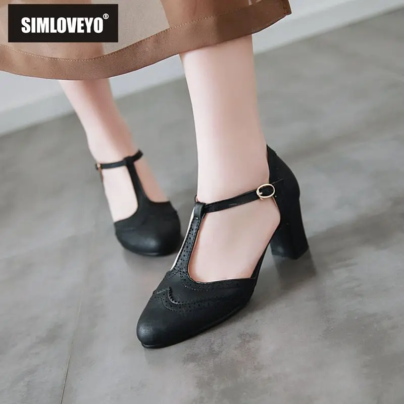 

SIMLOVEYO 2026 Новые женские сандалии с круглым носком, на толстом каблуке 6,5 см, с пряжкой и ремешком, большие размеры 41, 42, 43, туфли Мэри Джейн, обувь