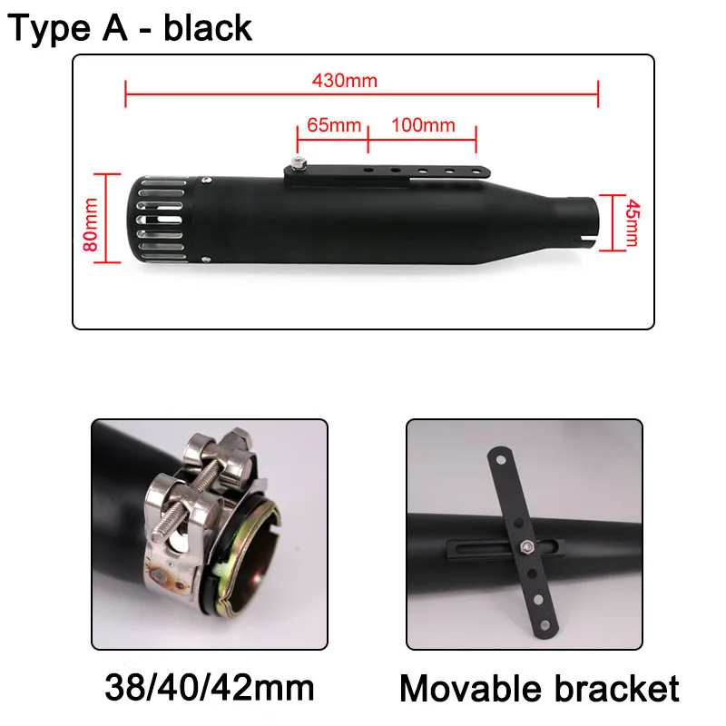 38 40 42 45 مللي متر العالمي Sc دراجة نارية العادم الخمار الهروب ل الشرير الكلاسيكية الرجعية نمط كروزر هالي موتو العادم تعديل #2