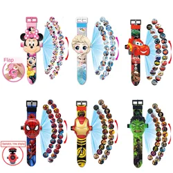 Disney Mickey Mouse Projection Watch Frozen Elsa Princess Marvel Spiderman Wristband Electronic Figure Toy for Children Gifts