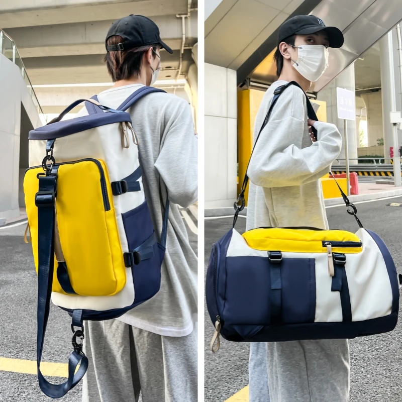 

Casual Cool Faionable Multi-Functional Dual oulder Bag Men's Contrast Color Bapa Women's Travel Outdoor Sports Bapa