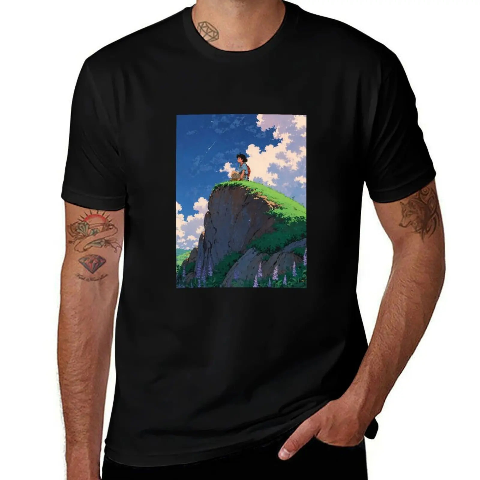 

Daydreaming Hill - A Dreamy Retro Anime Artwork T-Shirt affliction shirts summer 2025 graphic t shirts men clothing