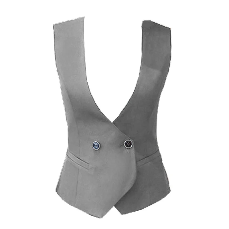 ฤดูร้อนผู้หญิงชุดเสื้อกั๊ก Workwear สำนักงานธุรกิจ Waistcoat Double Breasted เสื้อแขนกุด