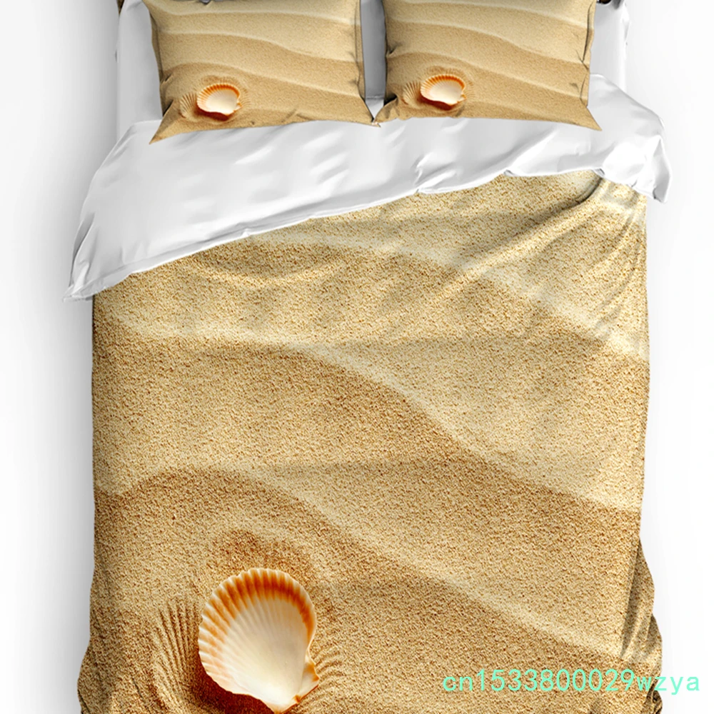 Seashell Sand Bedding Set 3pcs Boys Girls Duvet Cover Pillowcase Kids Adult Quilt Cover Double Bed Set Home Textile
