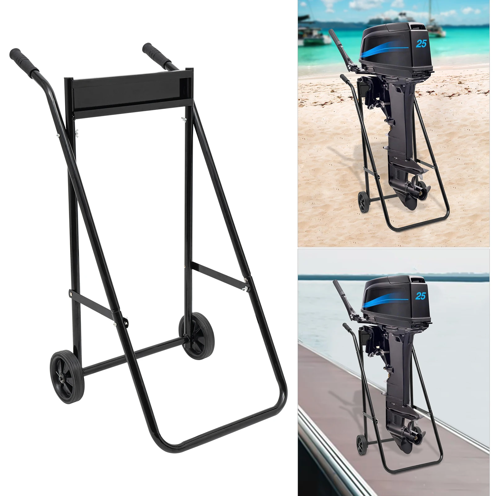 

Foldable Outboard Boat Motor Stand with Rubber Wheels, High-Quality Cold-Rolled Steel, Stable Triangular Structure, 40kg Load Ca