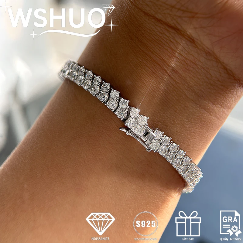 

3mm 100%Full Moissanite Tennis Bracelet 925 Sterling Silver Double Layer Diamond Bracelet for Woman Man Party Gift Fine Jewelry
