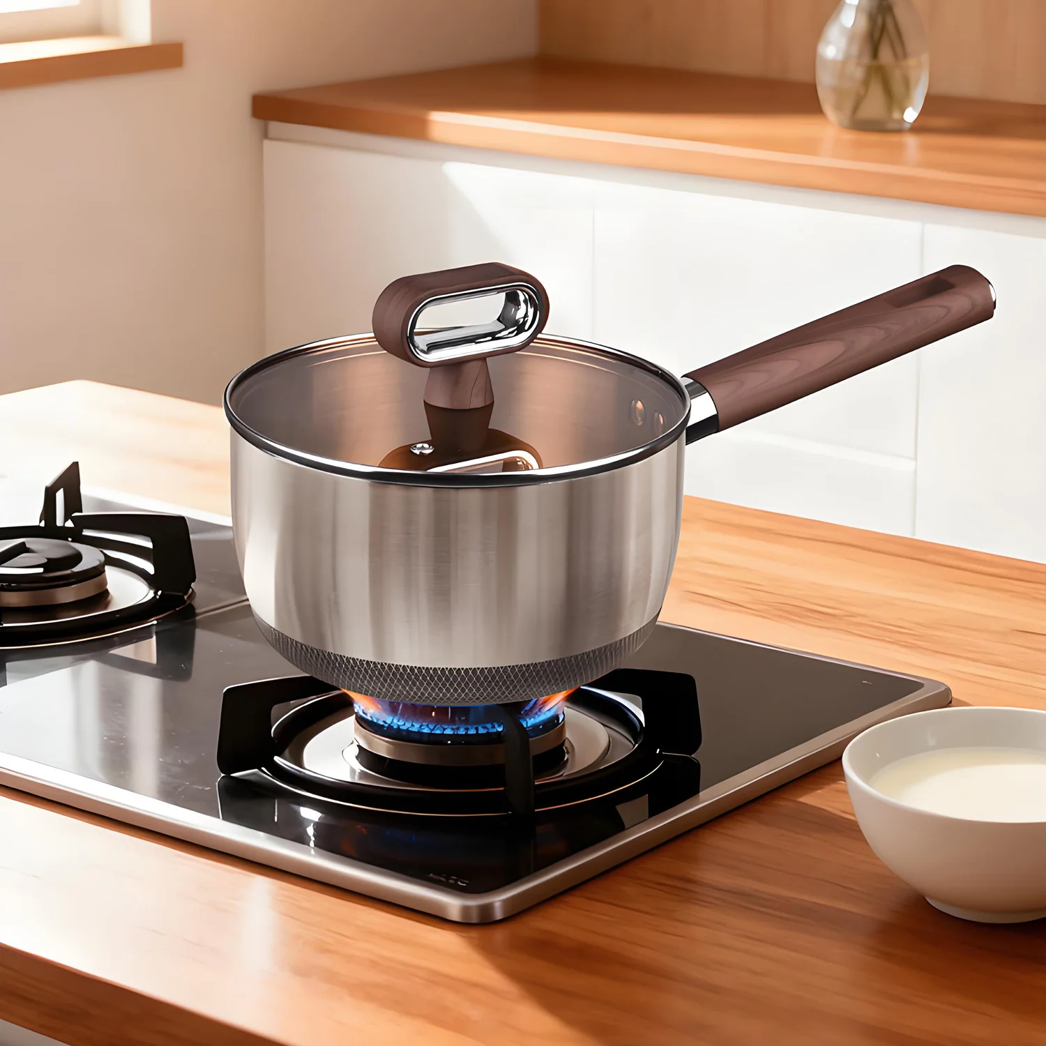 304 Tri‑ply Steel Kitchen Pots Set 4Pcs Wok Frypan Saucepan Stockpot All Stovetops Compatible
