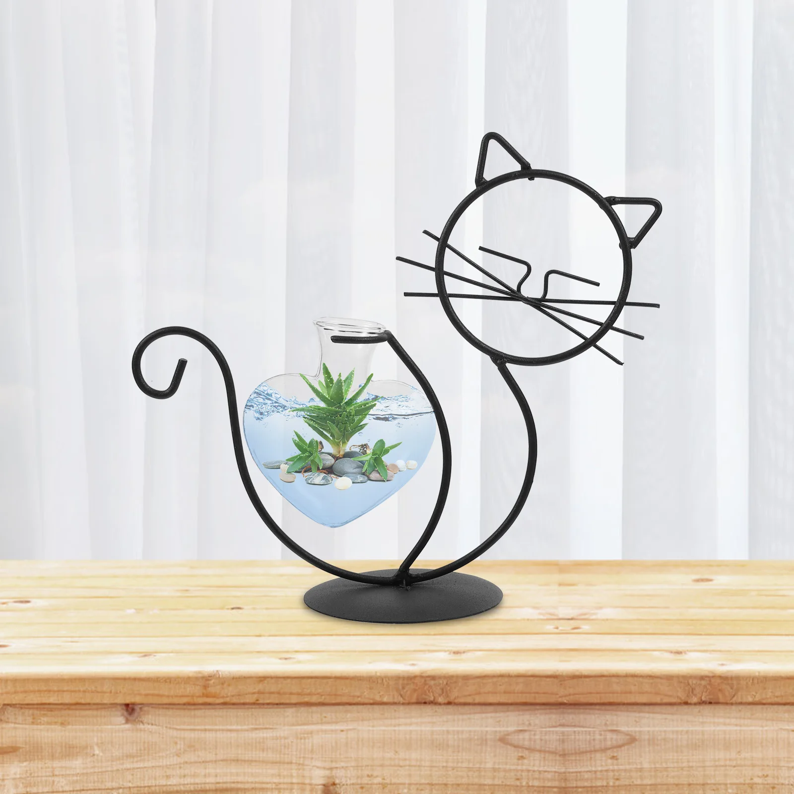 

Cat Vase Iron Hydroponic Planter Decorative Home Office Flower Arrangement Vase Iron Art Frame Vases